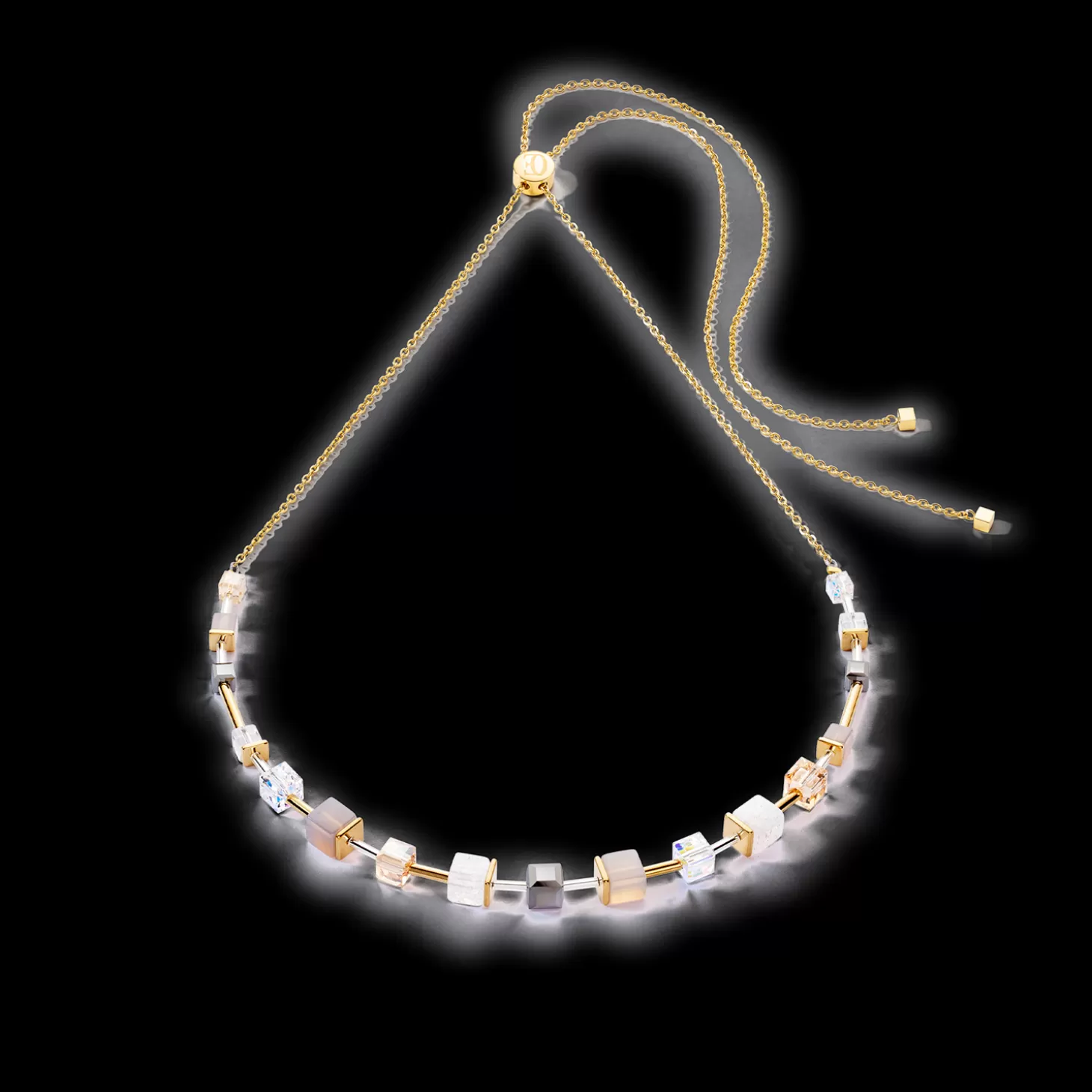 COEUR DE LION Geocube® Precious Slider Closure Necklace Gold Grey