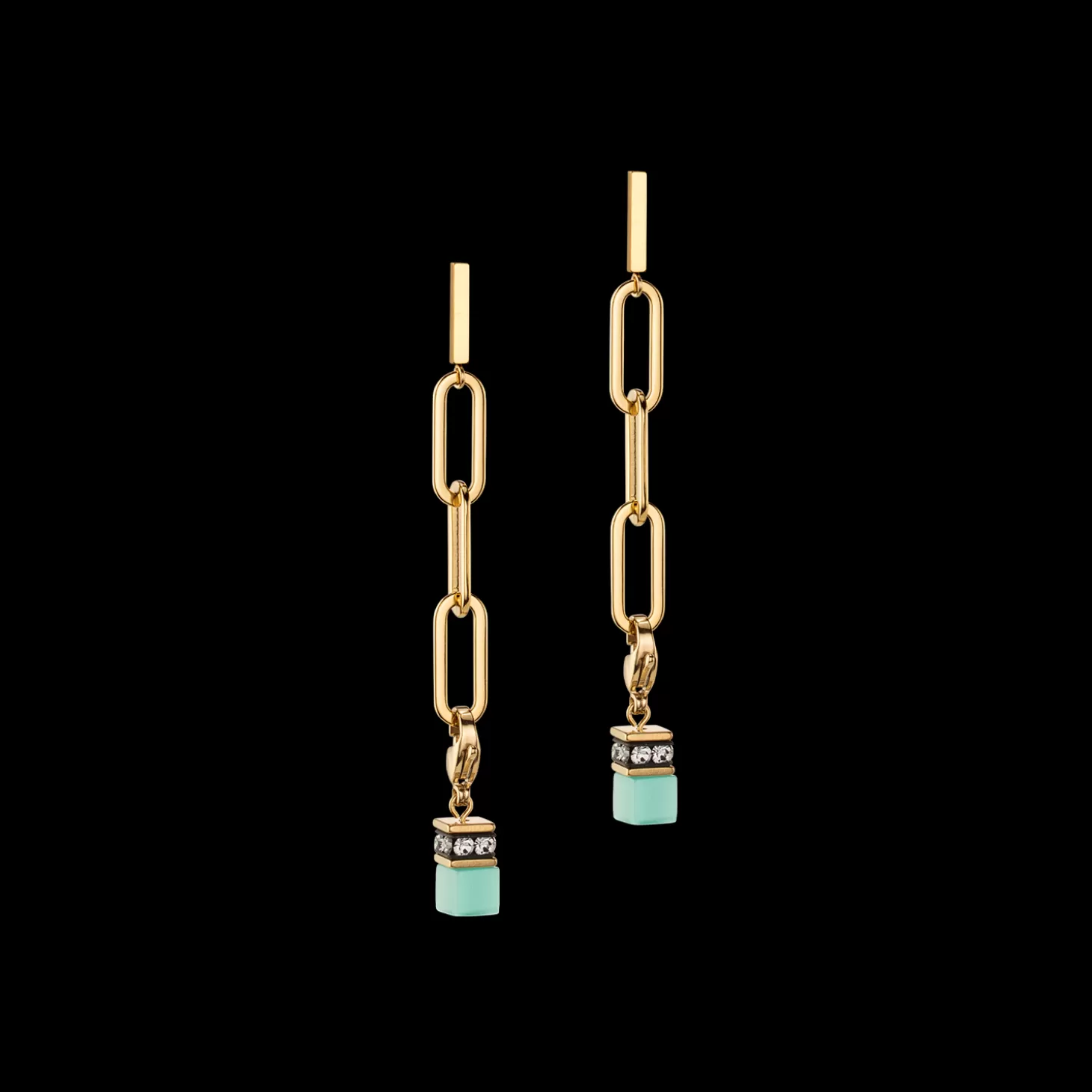 COEUR DE LION Happy Iconic Cube Charm Earrings Gold Pastel