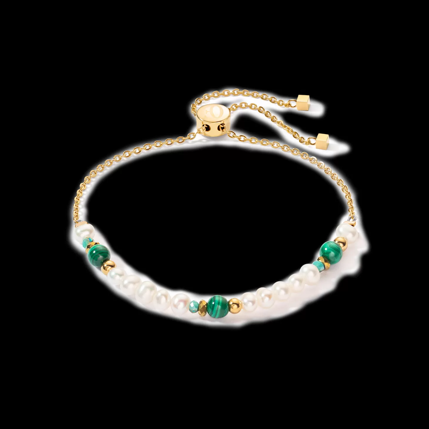 COEUR DE LION Harmony Bracelet Freshwater Pearls & Malachite Gold