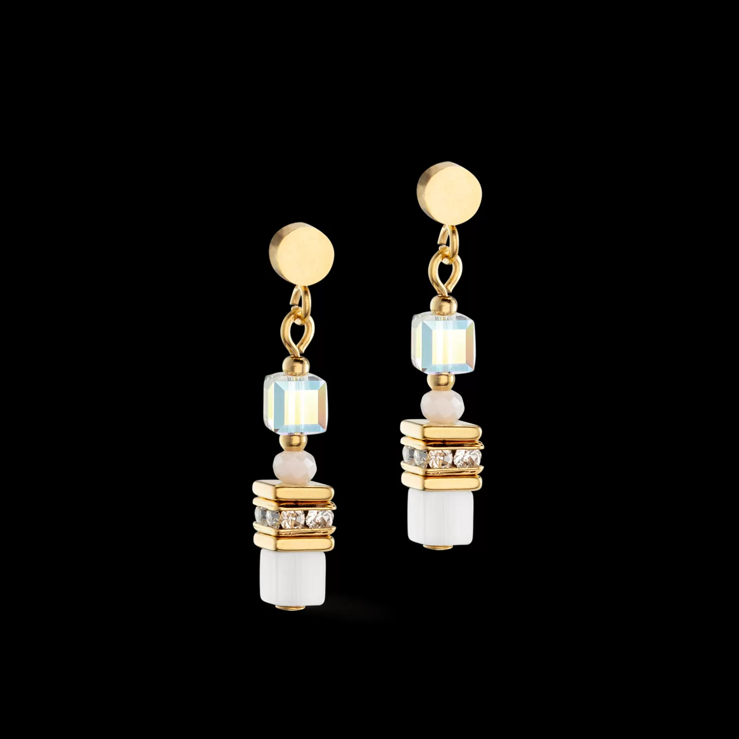 COEUR DE LION Mini Cubes Earrings Gold White