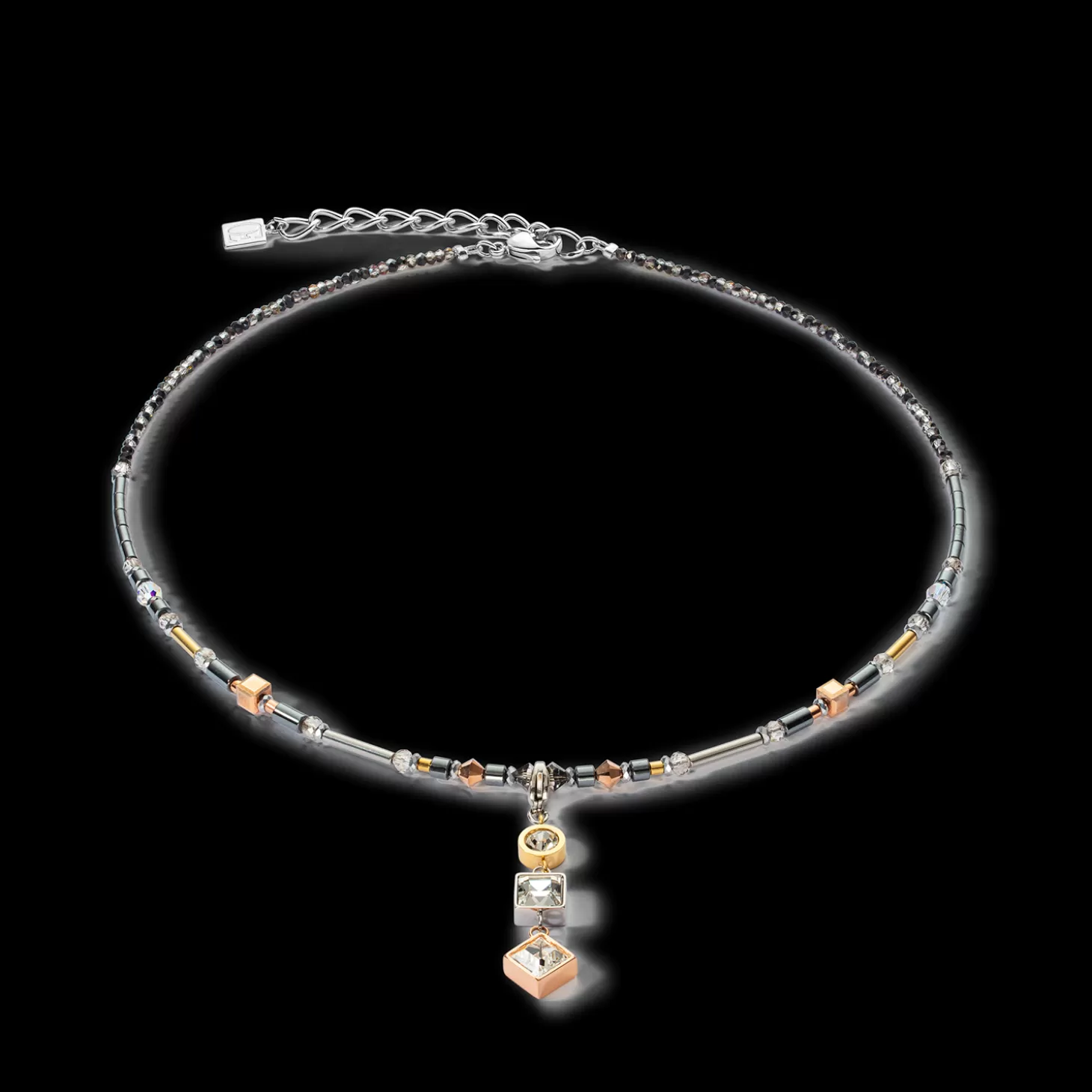 COEUR DE LION Necklace Brilliant Square Trilogy Interchangeable Pendant Tricolor