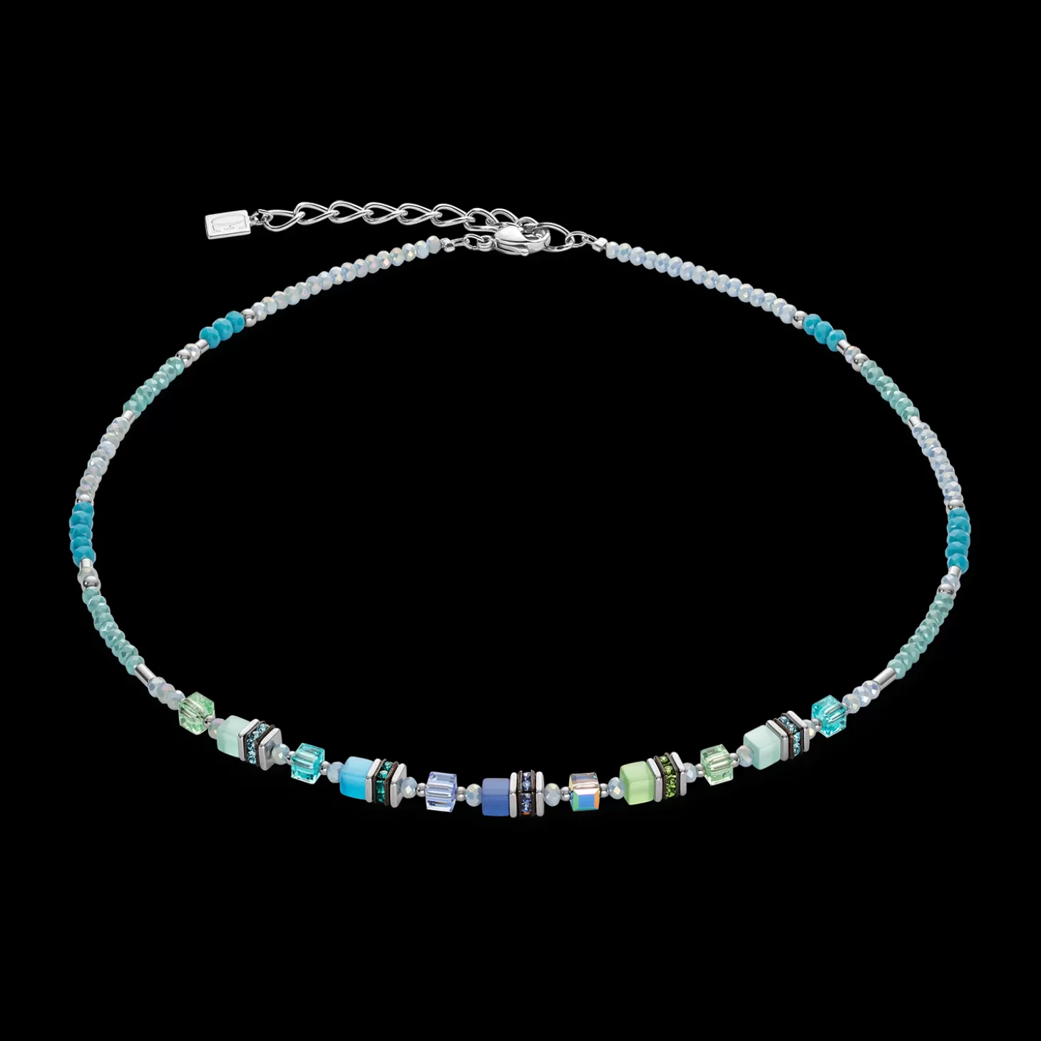 COEUR DE LION Necklace Cube Story Sparkling Blue-Green