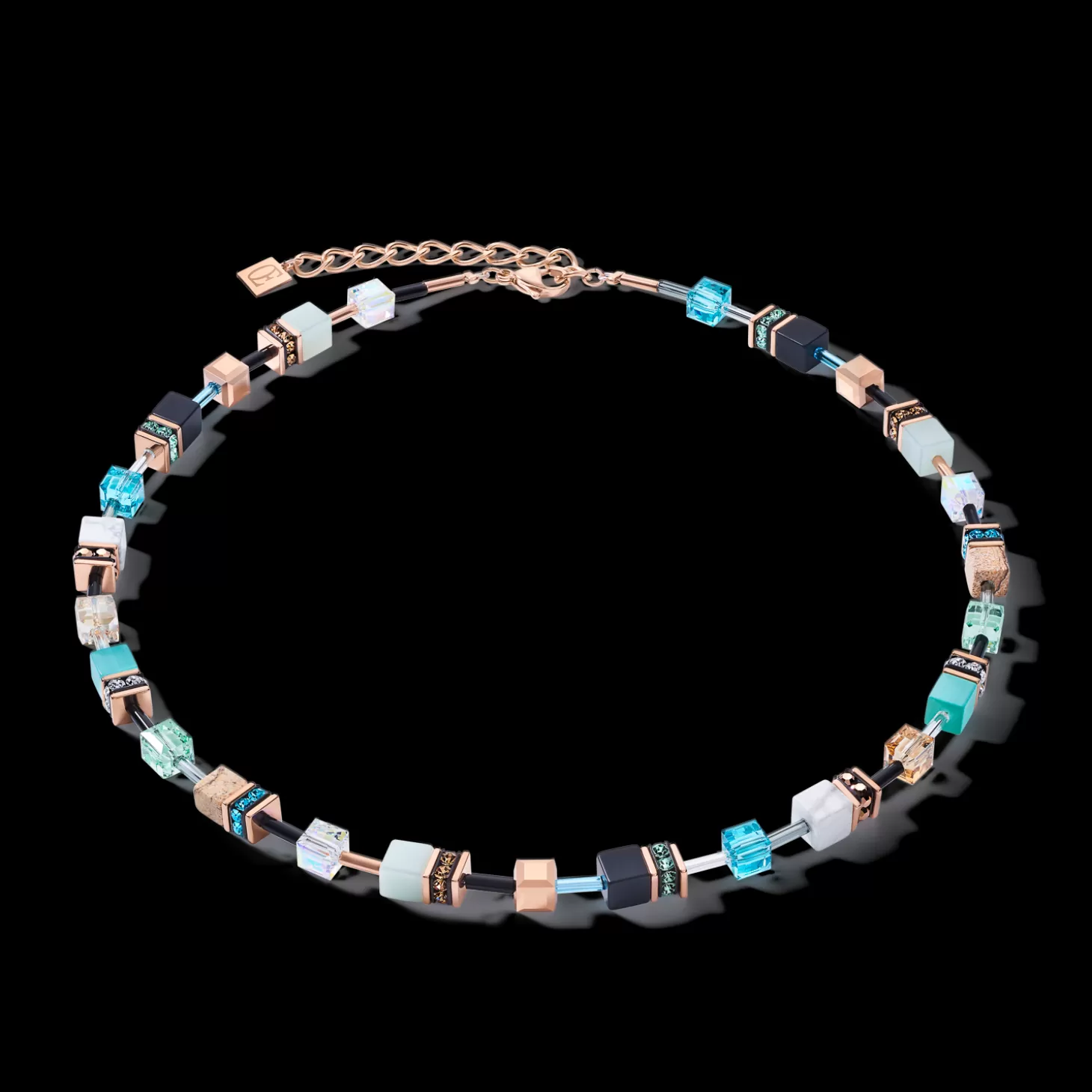 COEUR DE LION Necklace Geocube® Crystals & Gemstones Aqua-Beige