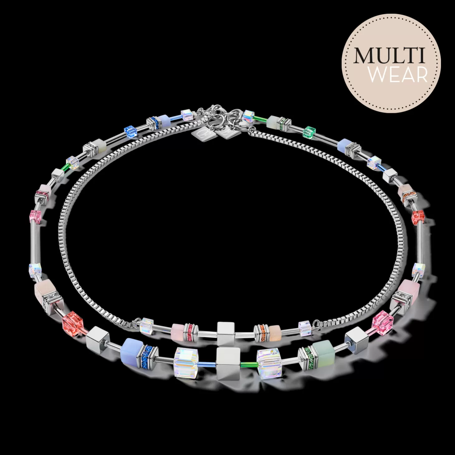 COEUR DE LION Necklace Geocube® Multitask 4-In-1 Summer Multi Pastel-Silver