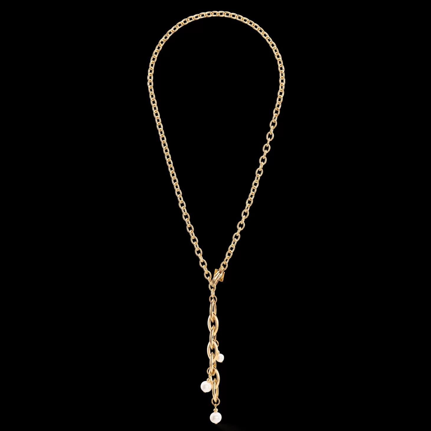 COEUR DE LION Necklace Y Navette Freshwater Pearls Gold