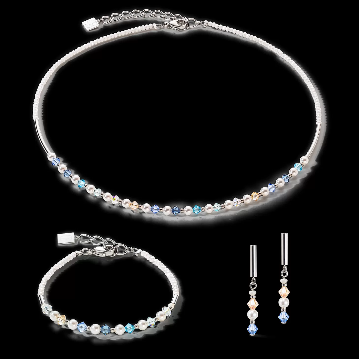 COEUR DE LION Princess Pearls Earrings Silver Light Blue