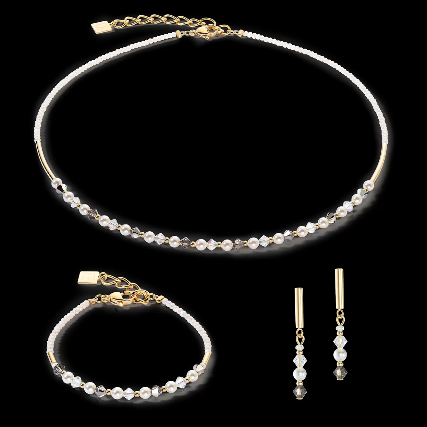 COEUR DE LION Princess Pearls Earringse Grey-Crystal