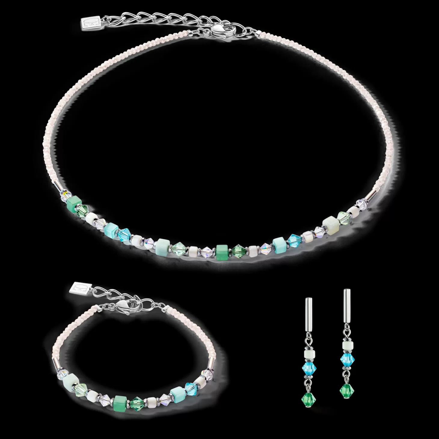 COEUR DE LION Princess Shape Mix Necklace Mint Green