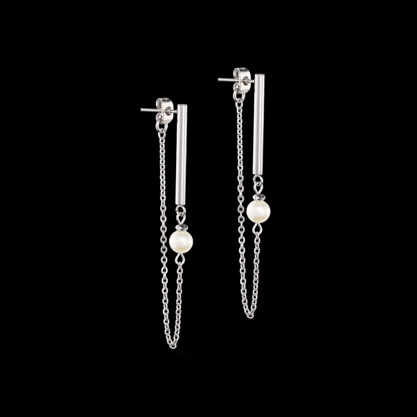 COEUR DE LION Solitaire Freshwater Pearl Earrings Silver