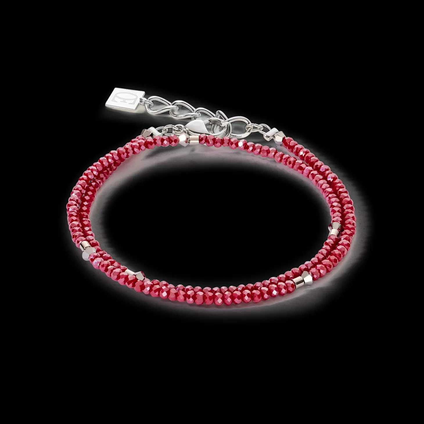 COEUR DE LION Sparkling Dot Delicate Bracelet Rose Silver & Red