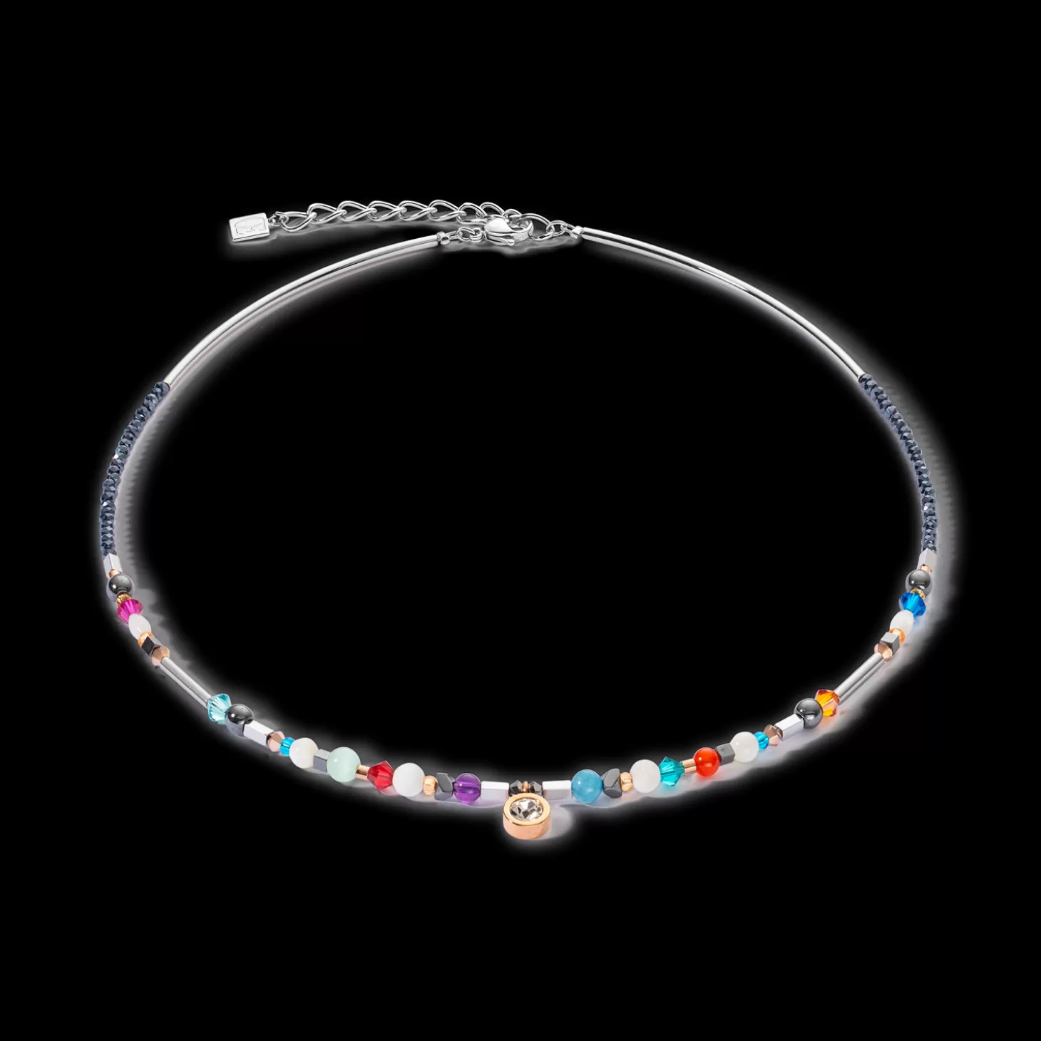 COEUR DE LION Sparkling Dot Gemstone Necklace Multicolour Vintage