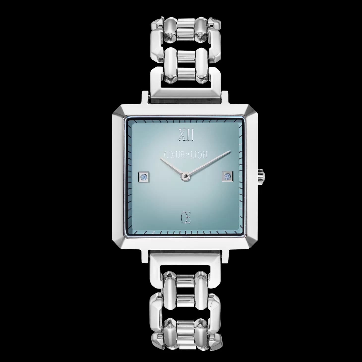 COEUR DE LION Watch Iconic Cube Ocean Cyan Statement Silver