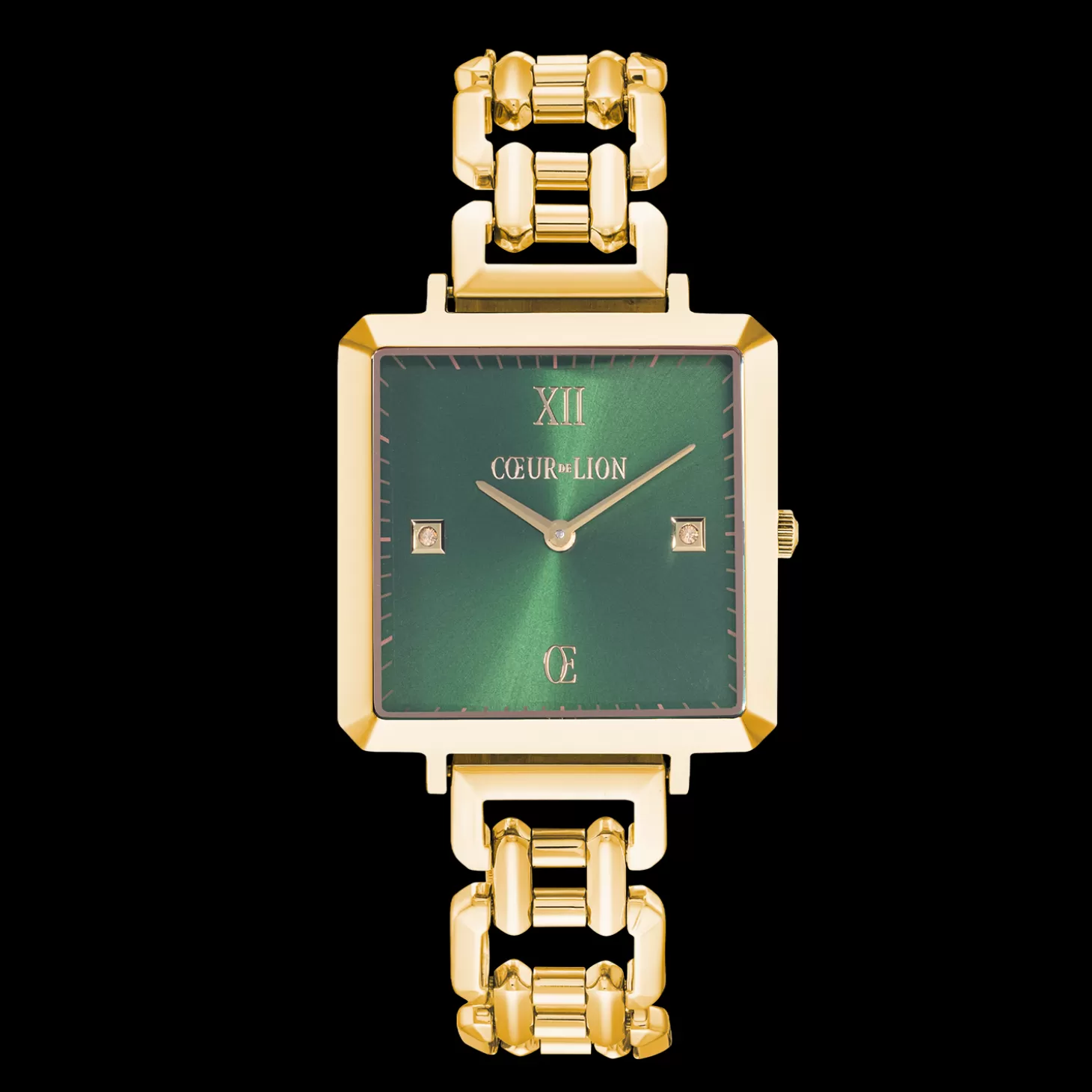 COEUR DE LION Watch Iconic Cube Statement Glamorous Green Gold