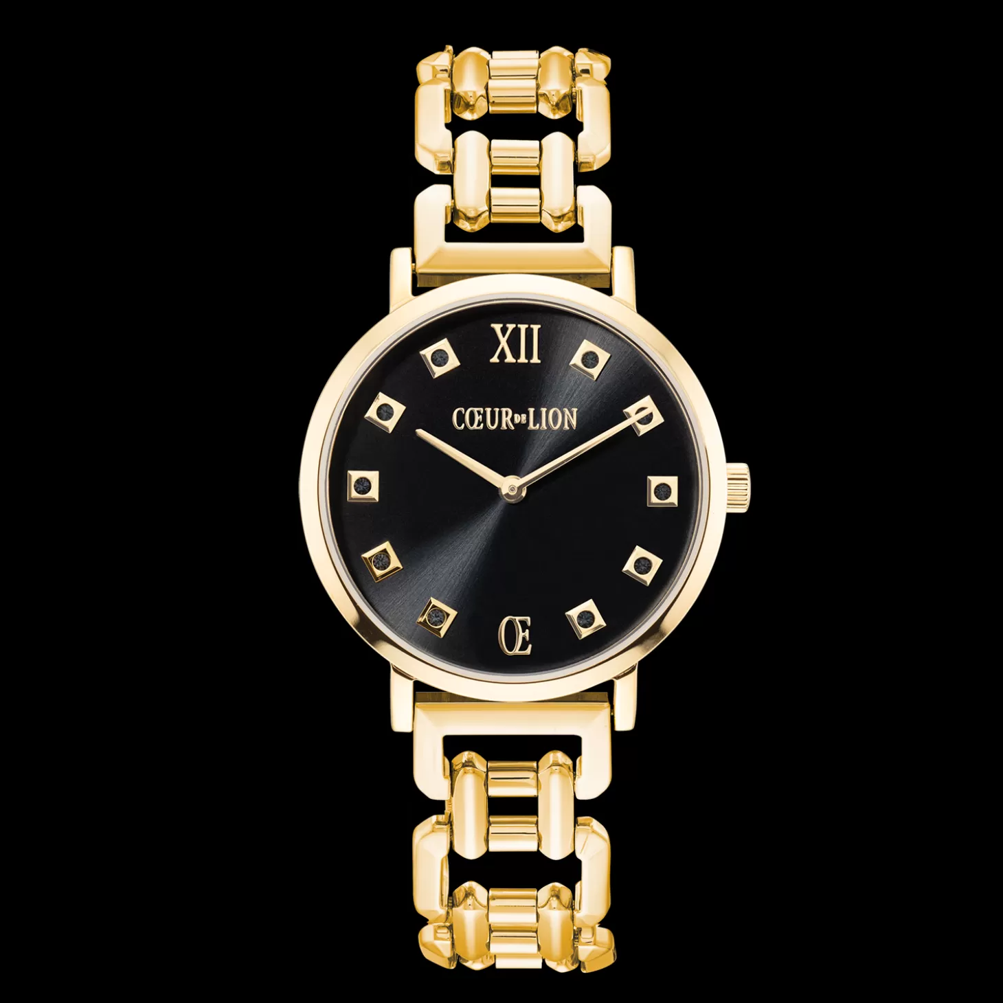 COEUR DE LION Watch Round Brilliant Glamourous Black Statement Gold