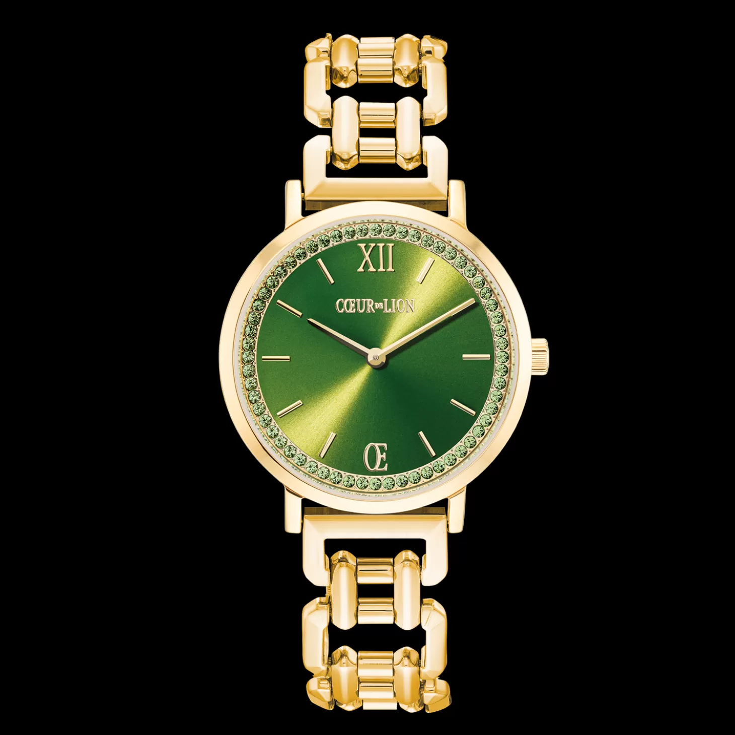 COEUR DE LION Watch Round Sparkling Fabulous Green Statement Gold