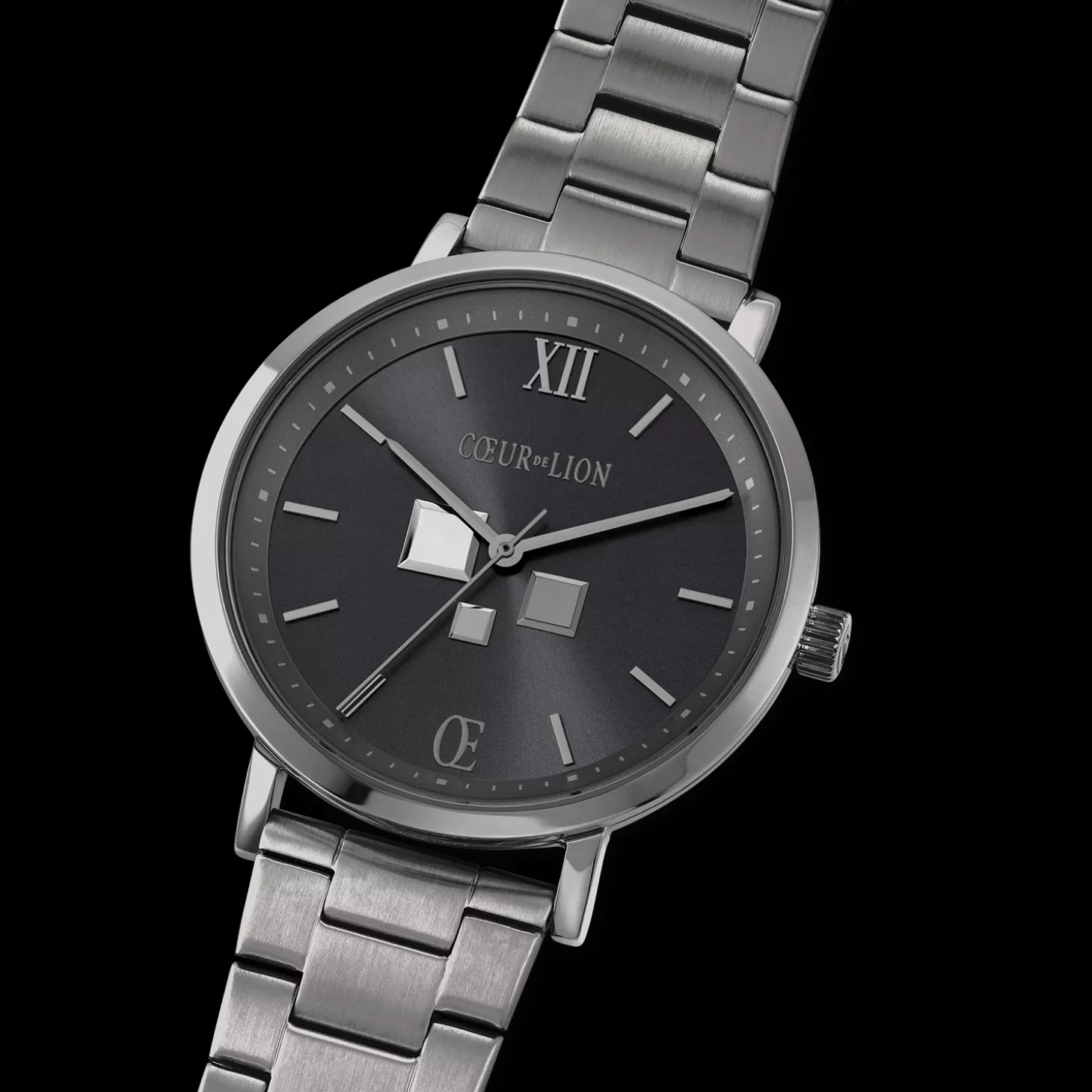 COEUR DE LION Watch Round Statement Unisex Anthracite Sunray Stainless Steel Light Gun Metal