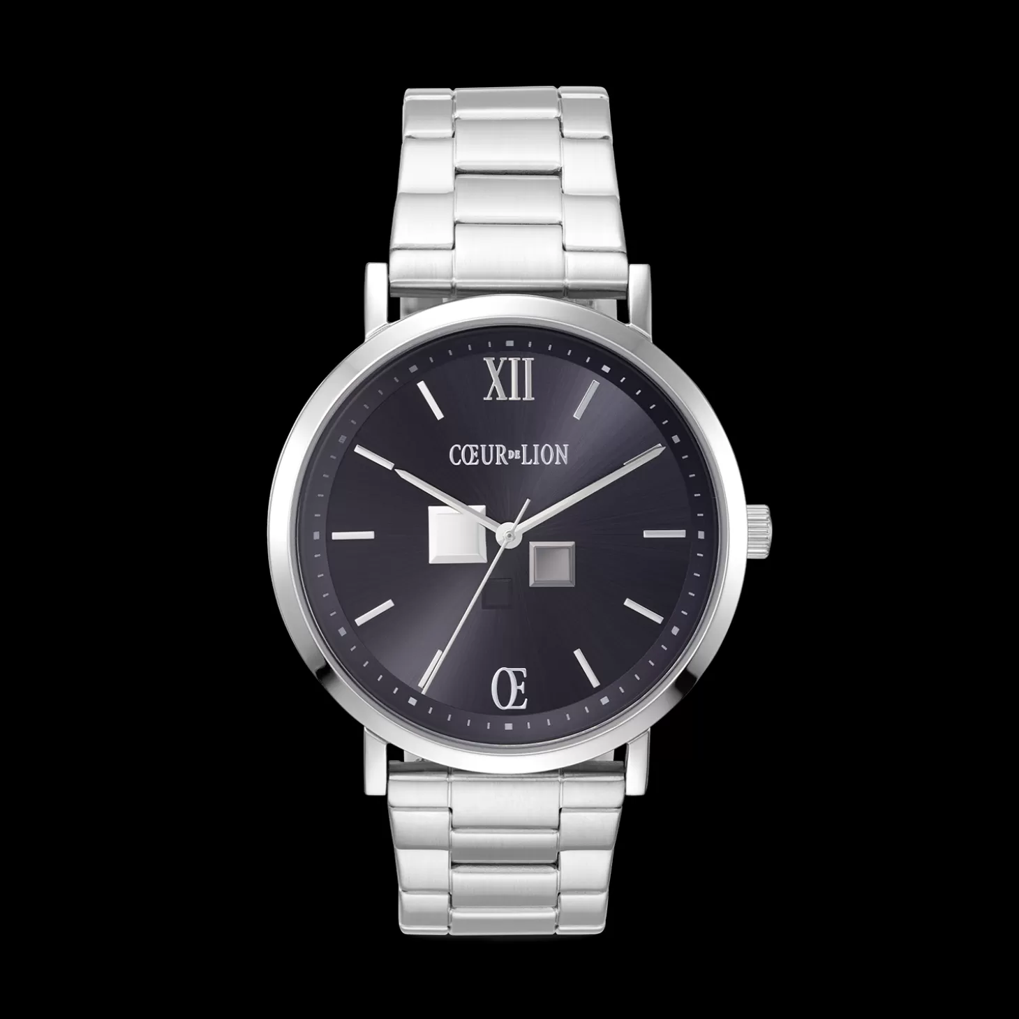 COEUR DE LION Watch Round Statement Unisex Sunray Midnight Blue Stainless Steel Frosted Silver