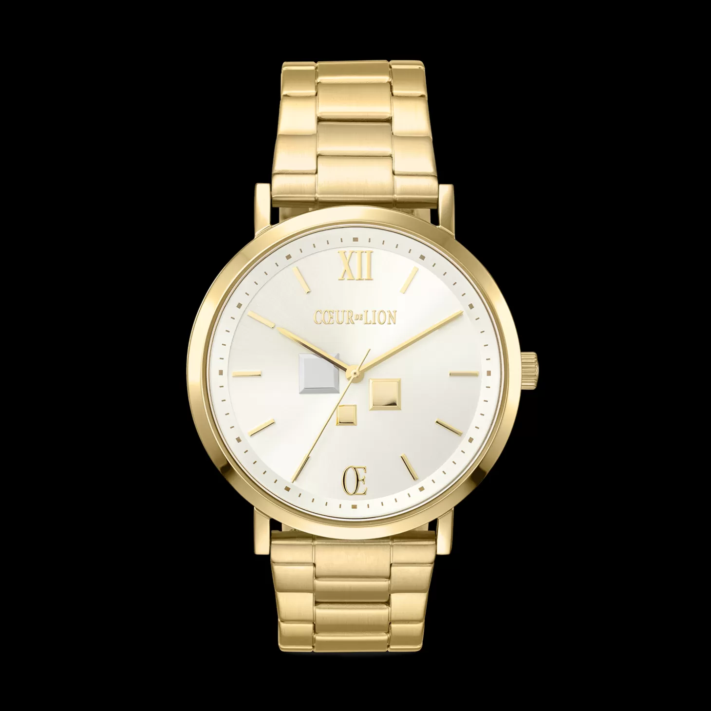 COEUR DE LION Watch Round Statement Unisex White Sunray Stainless Steel Frosted Gold