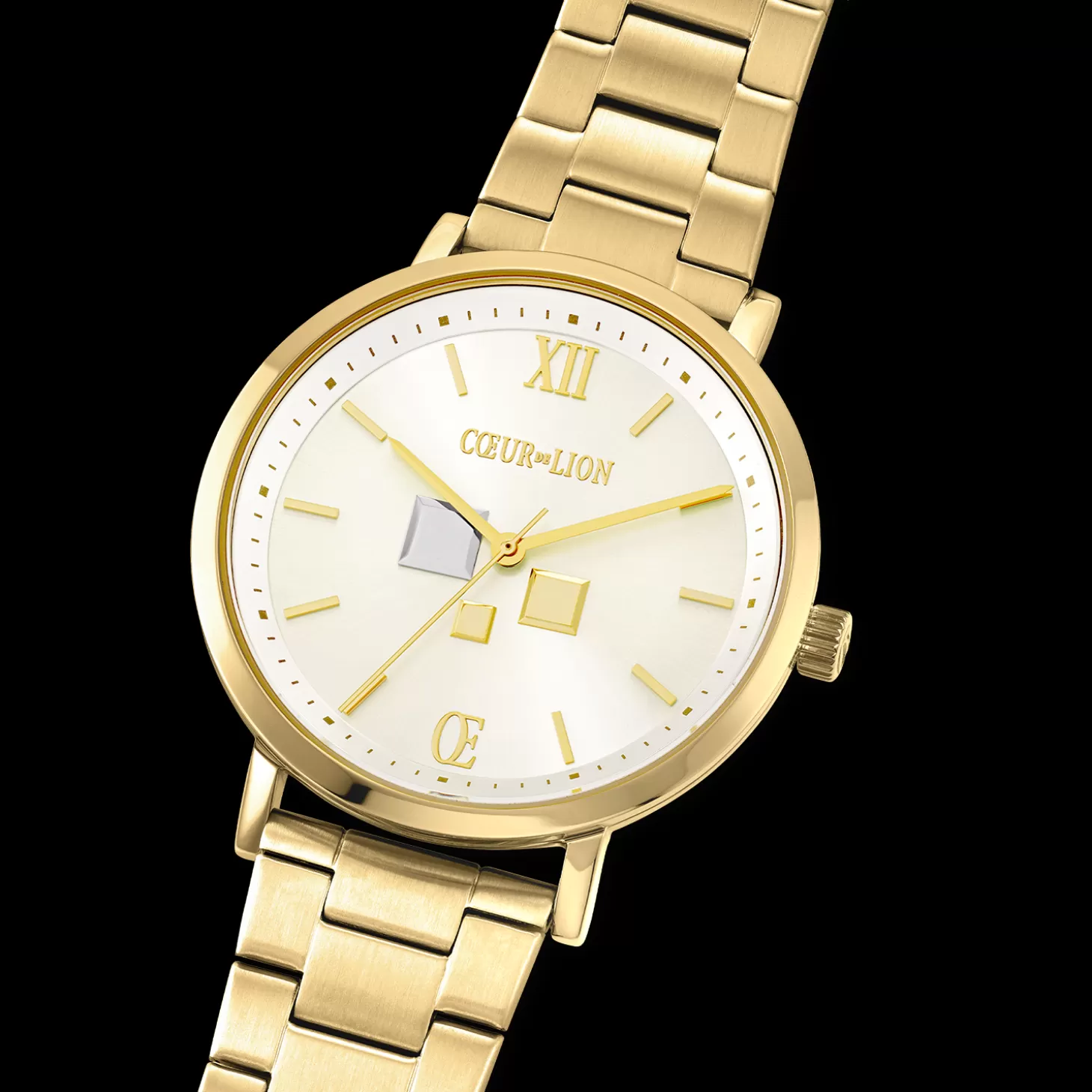 COEUR DE LION Watch Round Statement Unisex White Sunray Stainless Steel Frosted Gold