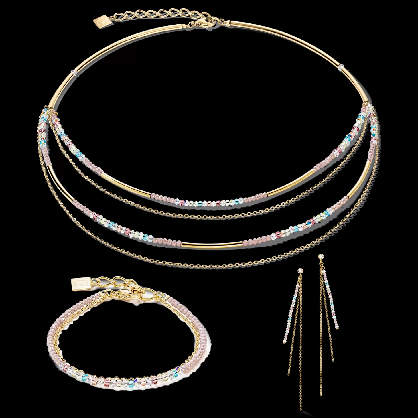 COEUR DE LION Waterfall Delicate Earrings Gold Multicolor Pastell Romantic